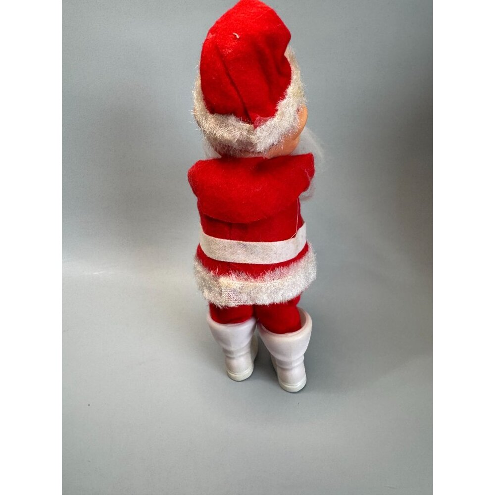 MCM Santa Claus Ornament Rubber Face Felt Spun Cotton Beard White Boots 7 Inch - Picture 12 of 15